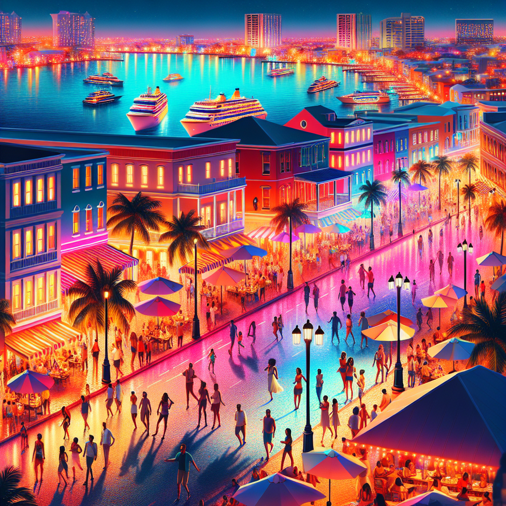 A vibrant and realistic depiction of Nassau's nightlife.