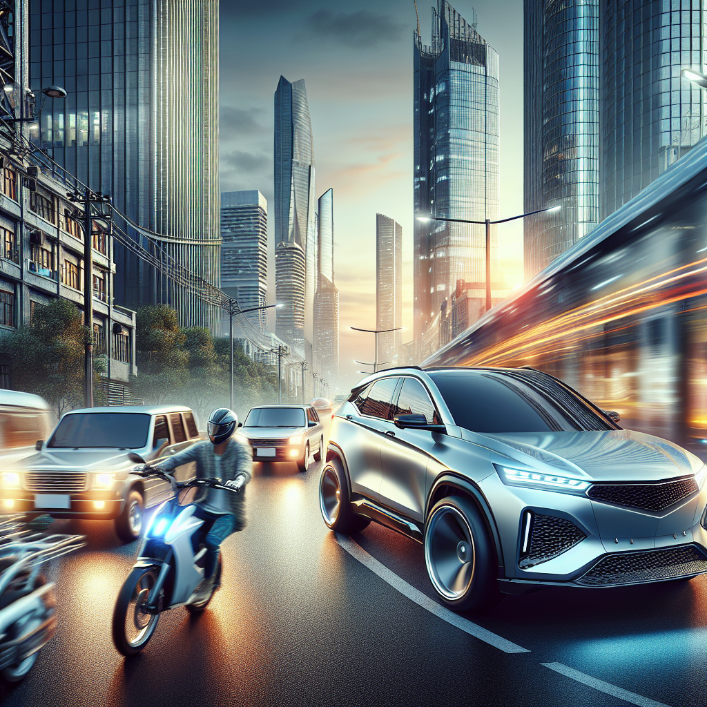Realistic depiction of private transportation in an urban setting.