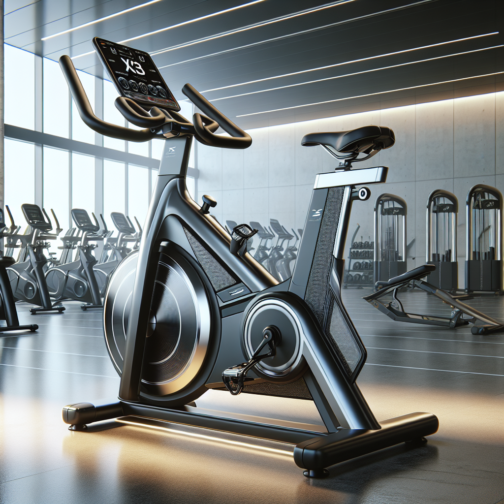 A realistic image of the X3 Exercise Bike in a modern gym setting.