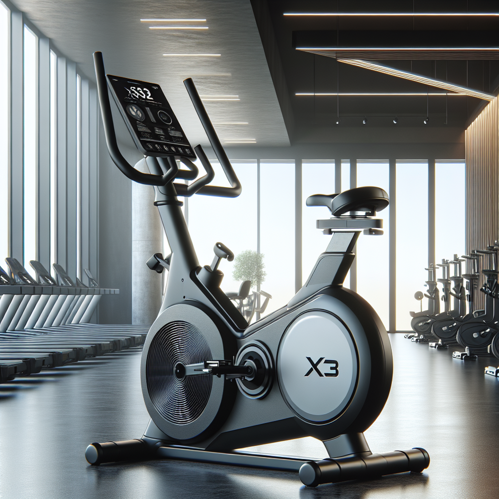 A realistic image of the X3 Exercise Bike in a modern gym.