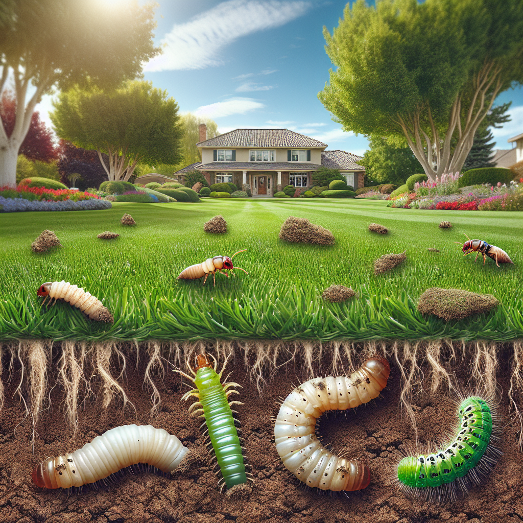 A Boise lawn showing pest damage with grubs, chinch bugs, and sod webworms.