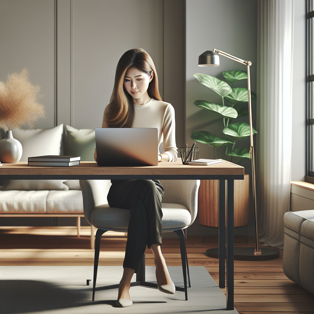 A digital entrepreneur working from a modern home office setup.