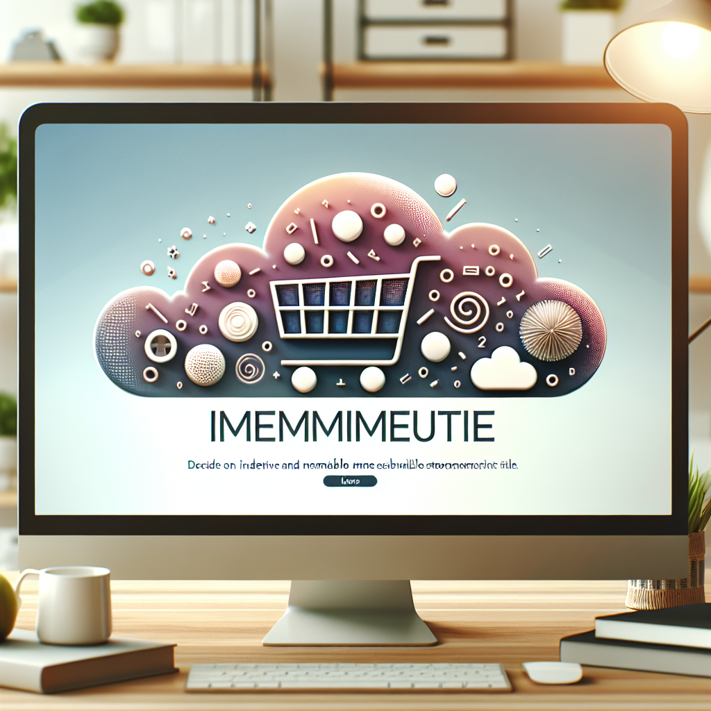 A realistic depiction of a modern ecommerce website storefront icon on a digital screen with abstract shopping elements.