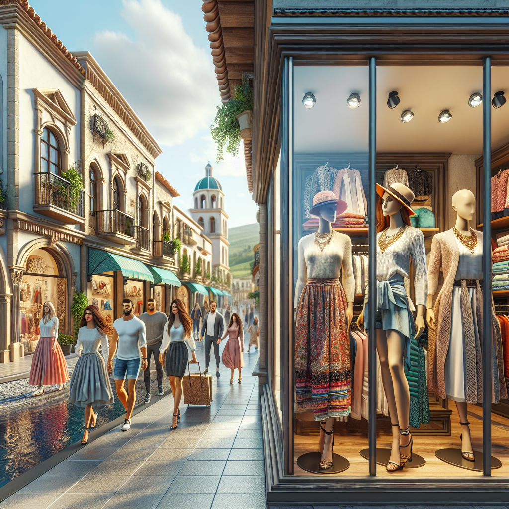 A realistic depiction of Logan, Utah's clothing stores and shopping street.