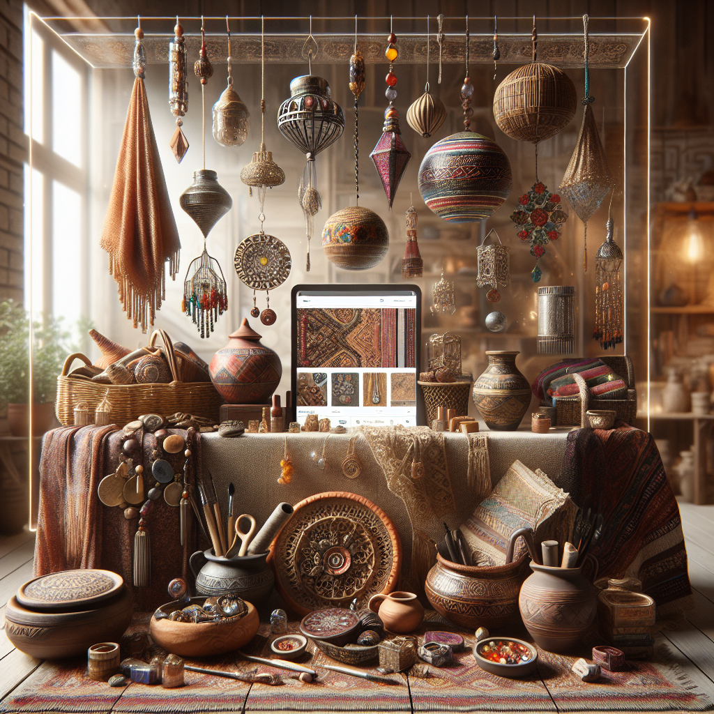 Handcrafted items displayed on an online marketplace interface.