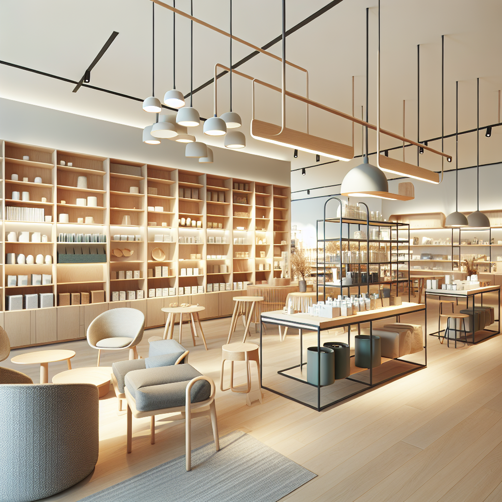 A modern design store with functional furniture and neatly arranged shelves