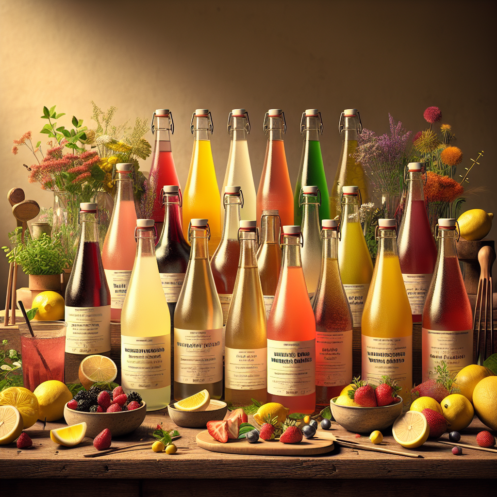 A vibrant beverage scene with diverse drink innovations on a table.