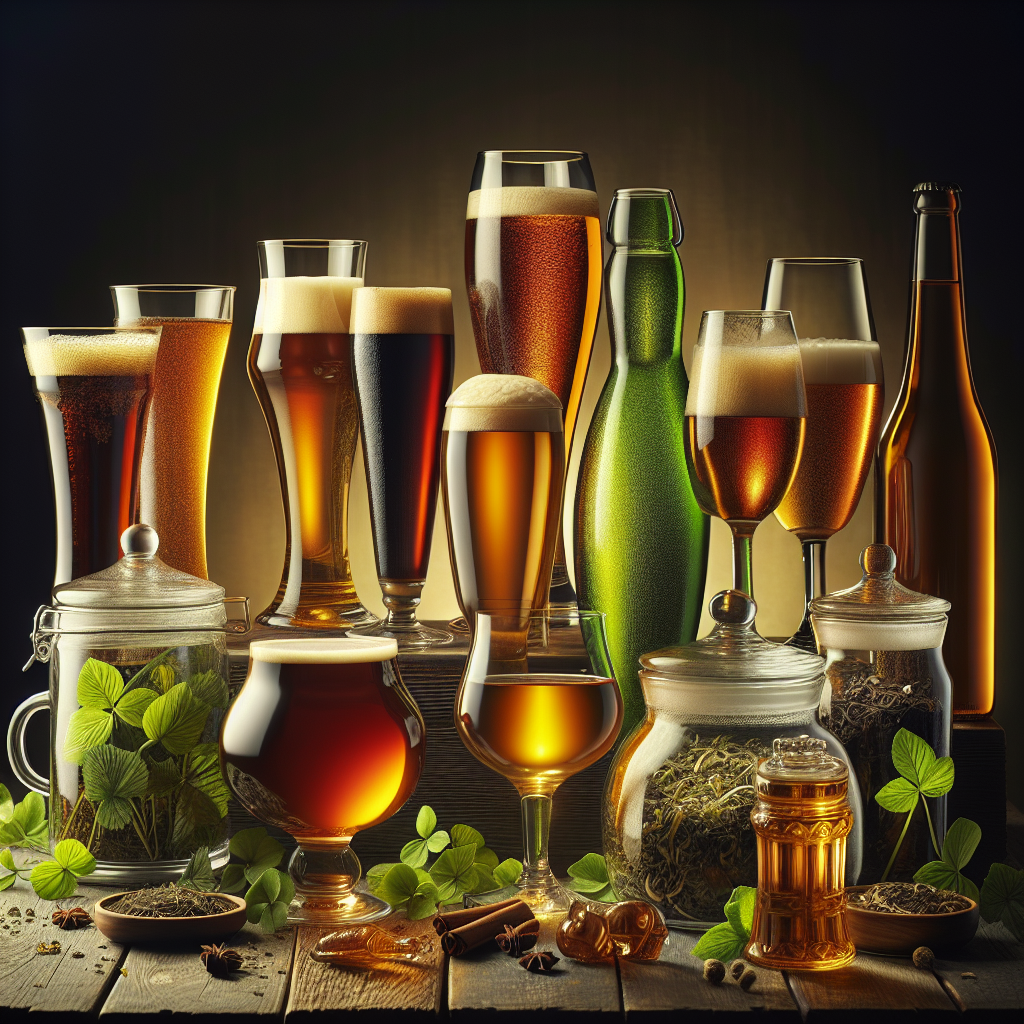 A colorful selection of craft beers and artisanal teas in a cozy arrangement.