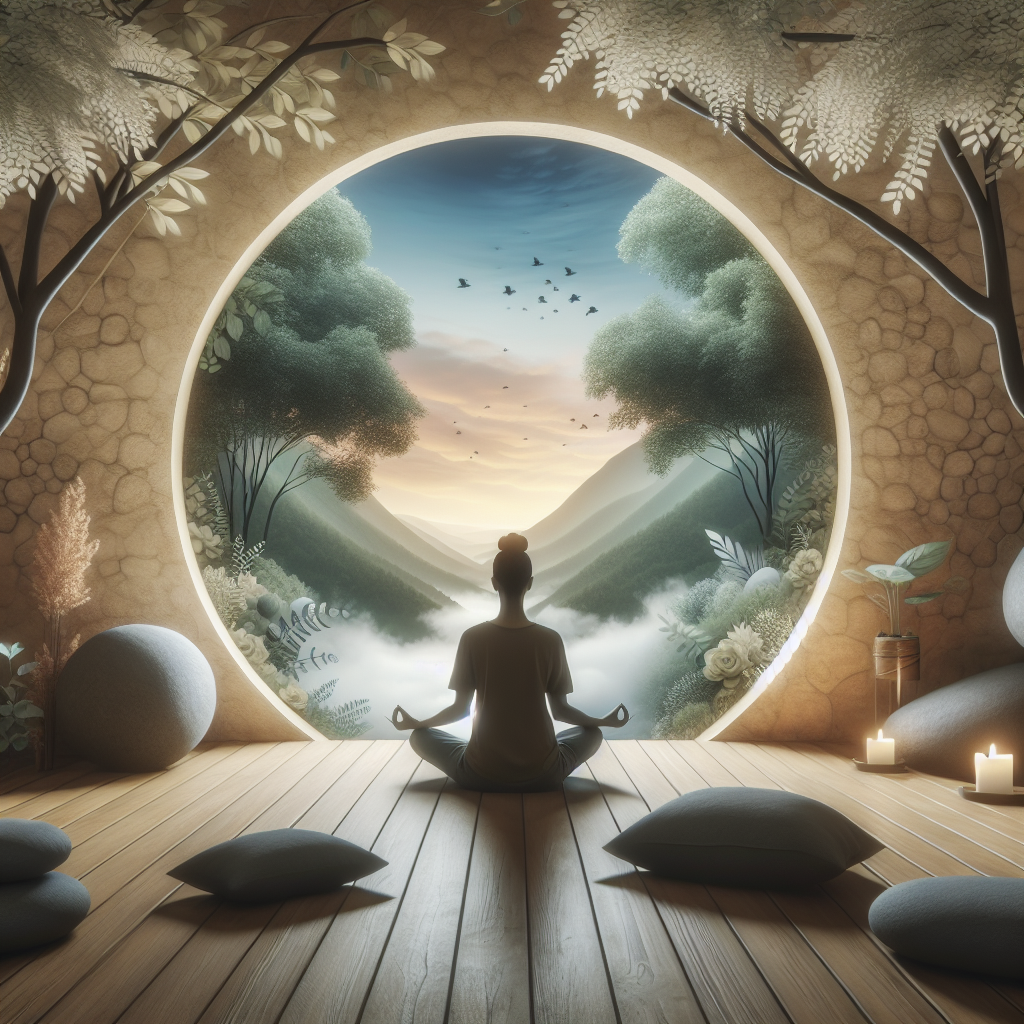 An artistic rendition of mental wellness that conveys a sense of tranquility and self-care, inspired by the reference image.