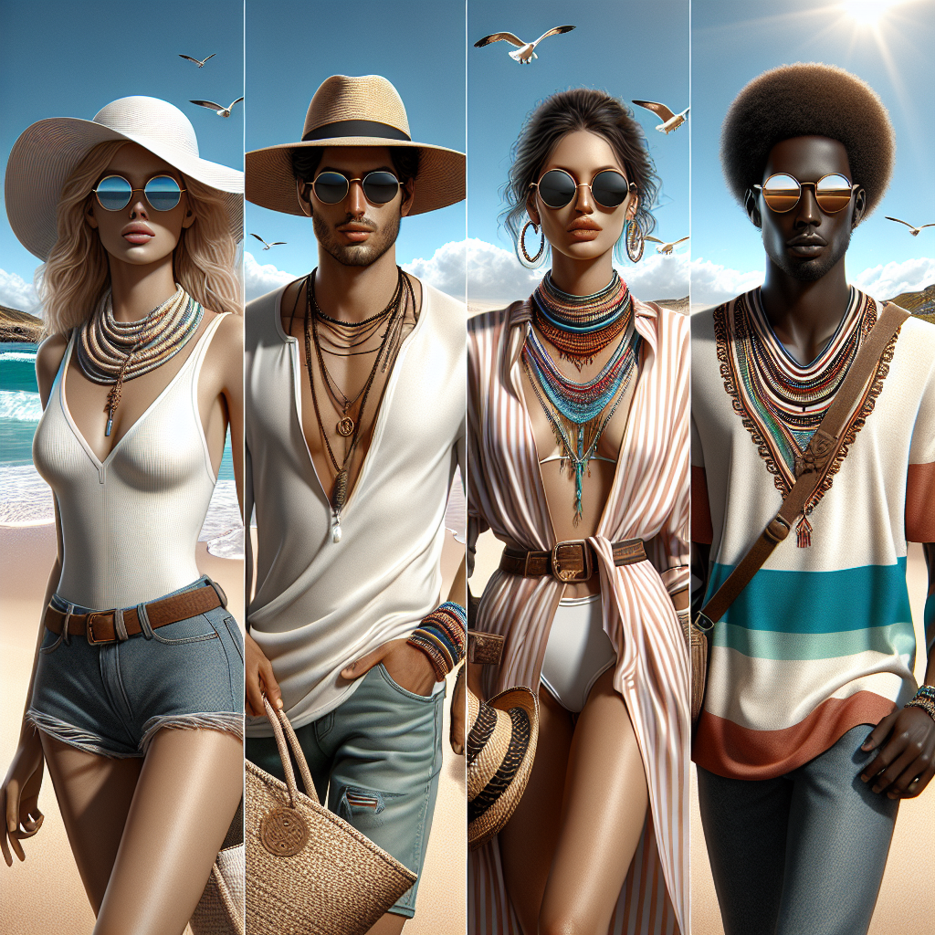 A realistic depiction of trendy beachwear at the beach