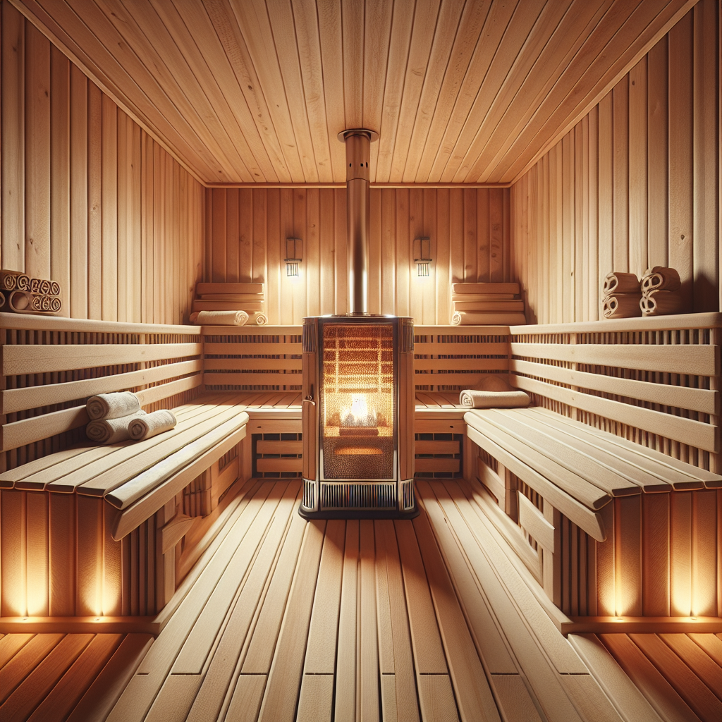 A high-quality, realistic image of a home sauna installation.