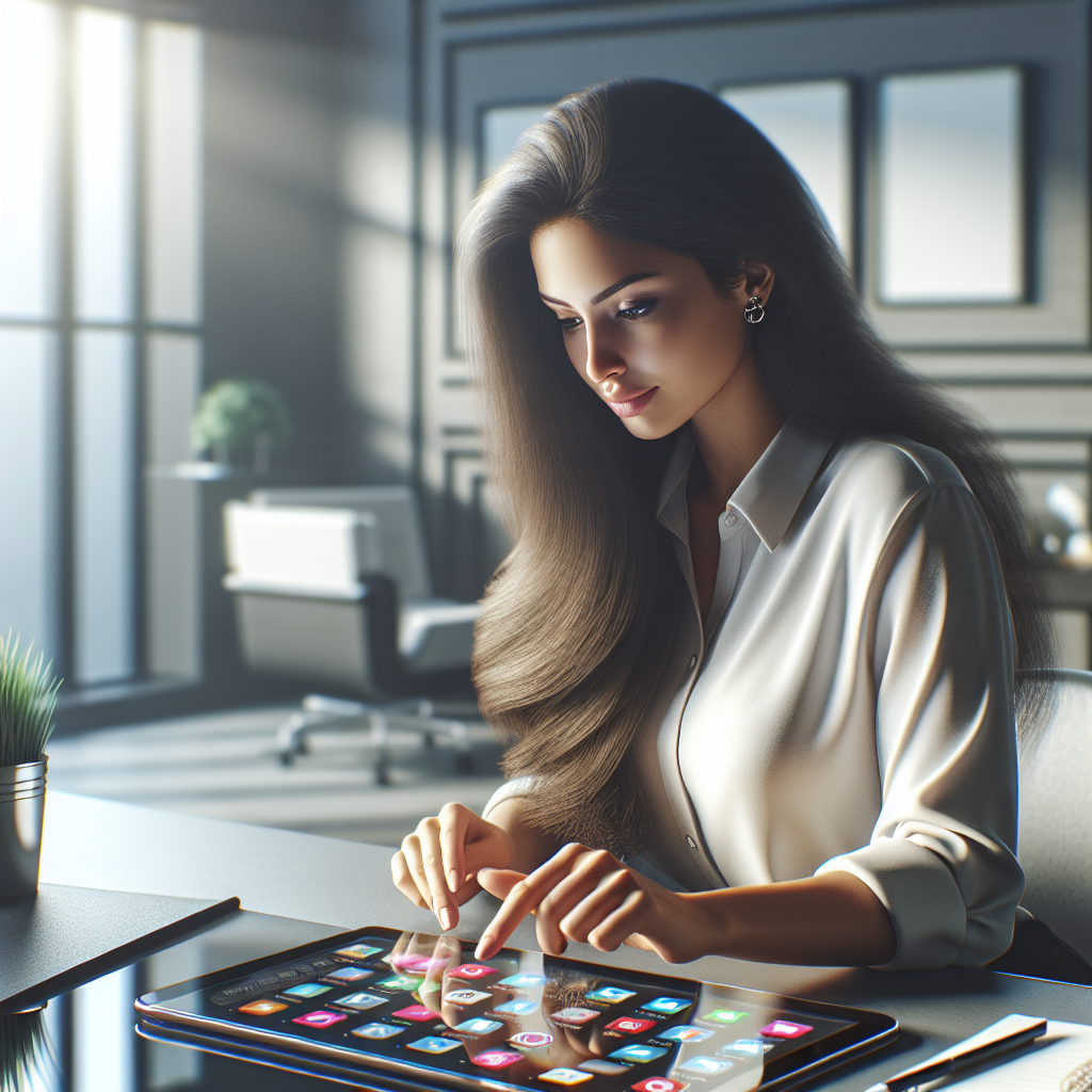 A person engaged with a smartphone at a modern desk, symbolizing mobile application development.