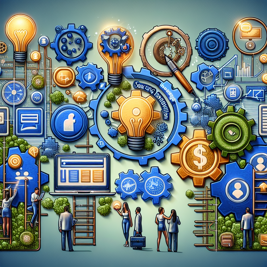 Creative depiction of multiple user acquisition strategies including SEO, social media, content marketing, and paid advertising.