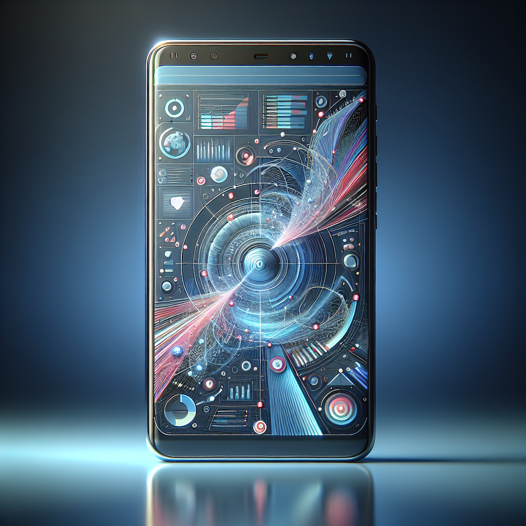 A modern mobile device displaying a high-performance app with vibrant graphics and seamless transitions.