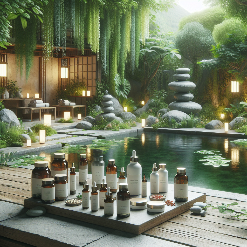 A tranquil wellness spa setting showcasing QN Wellness health products.