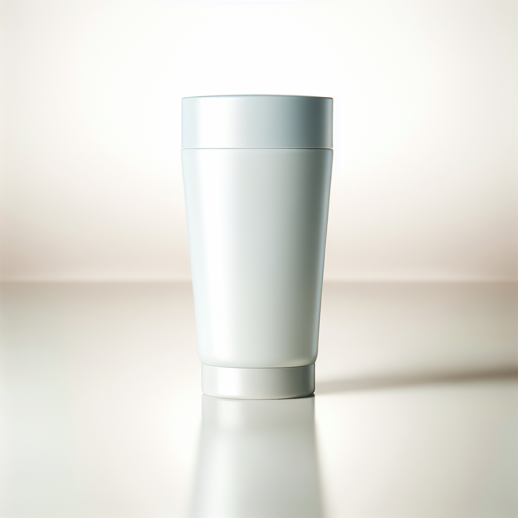 Realistic image of a white Q-Nic Care Whitening Underarm Cream container on a neutral background with soft lighting and a subtle reflection below.