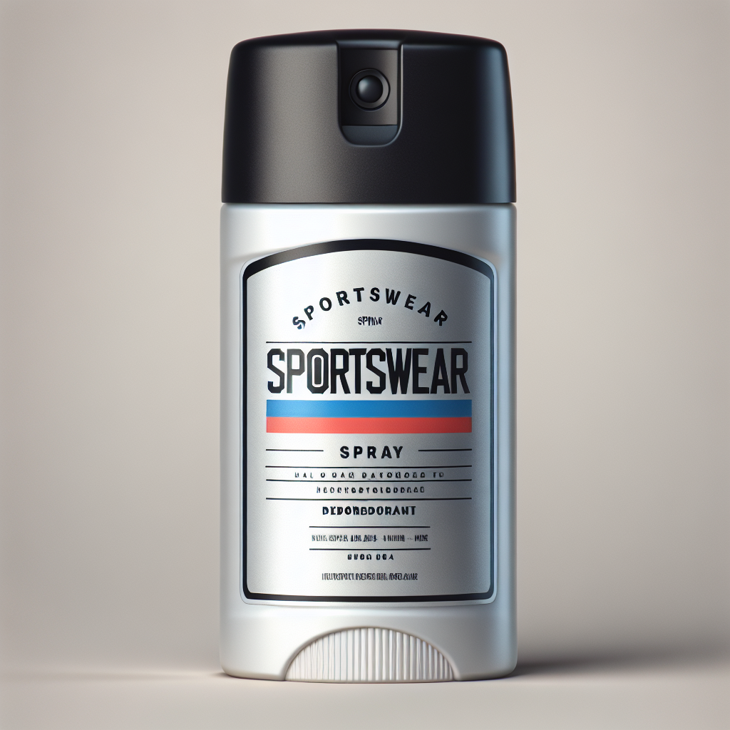 Realistic image of a sportswear deodorizing spray bottle.
