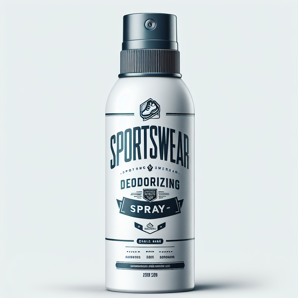 Realistic image of a sportswear deodorizing spray bottle from the provided URL.