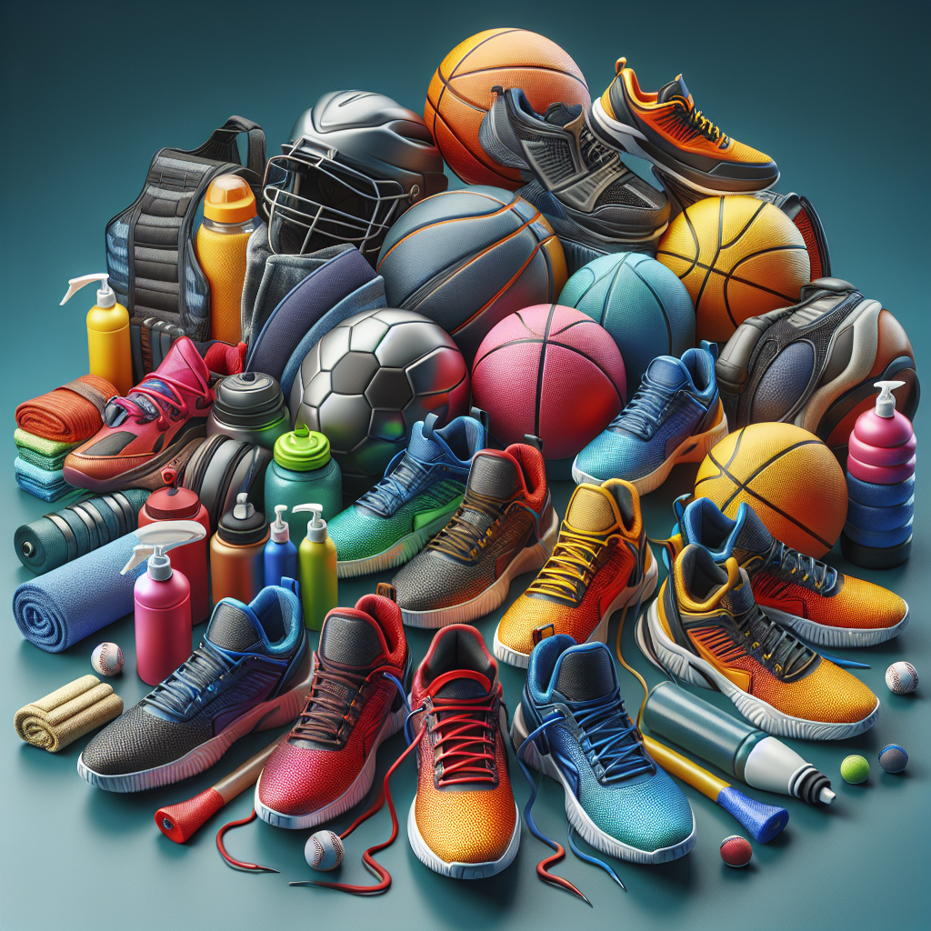 Clean and fresh sports gear arranged neatly with realistic detail and texture.