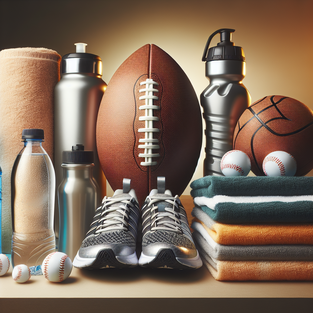 Sports gear arranged to emphasize cleanliness and freshness.
