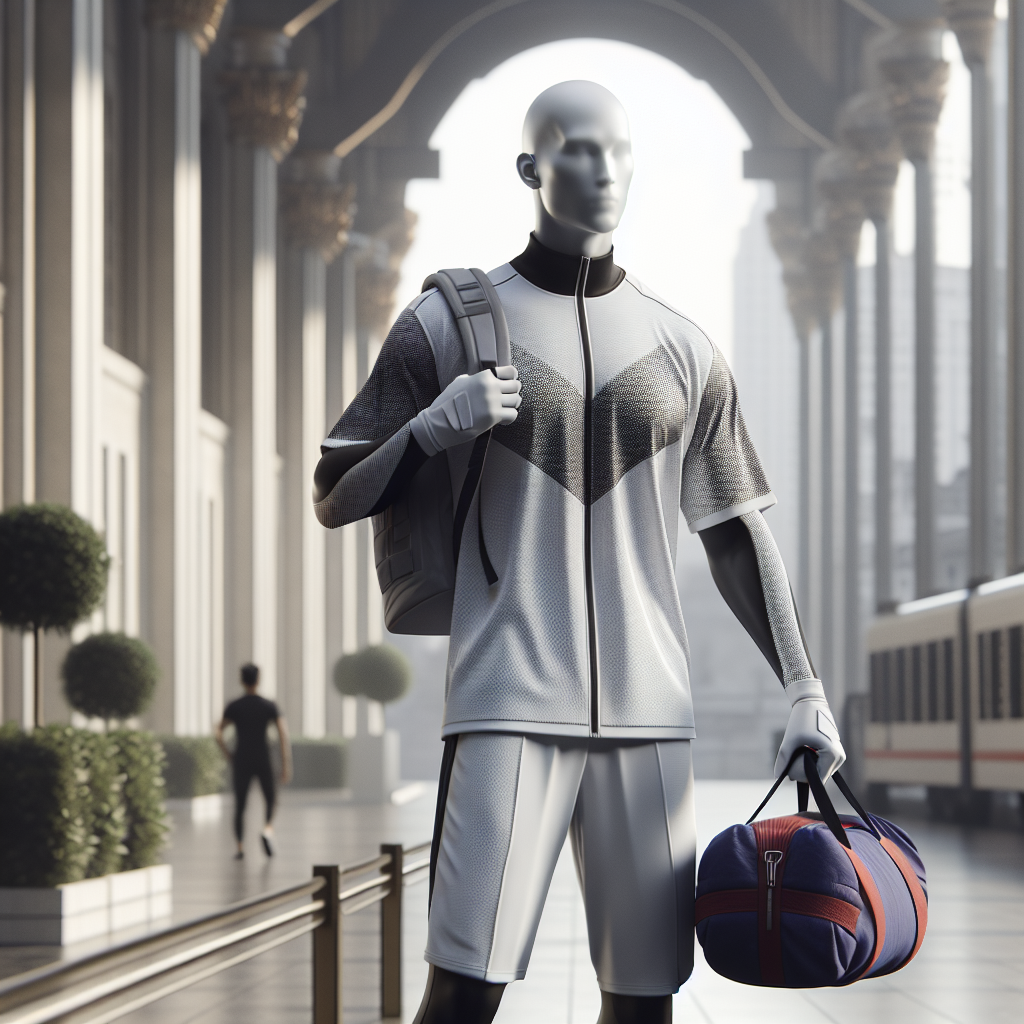 A realistic image of an athlete with a gym bag.