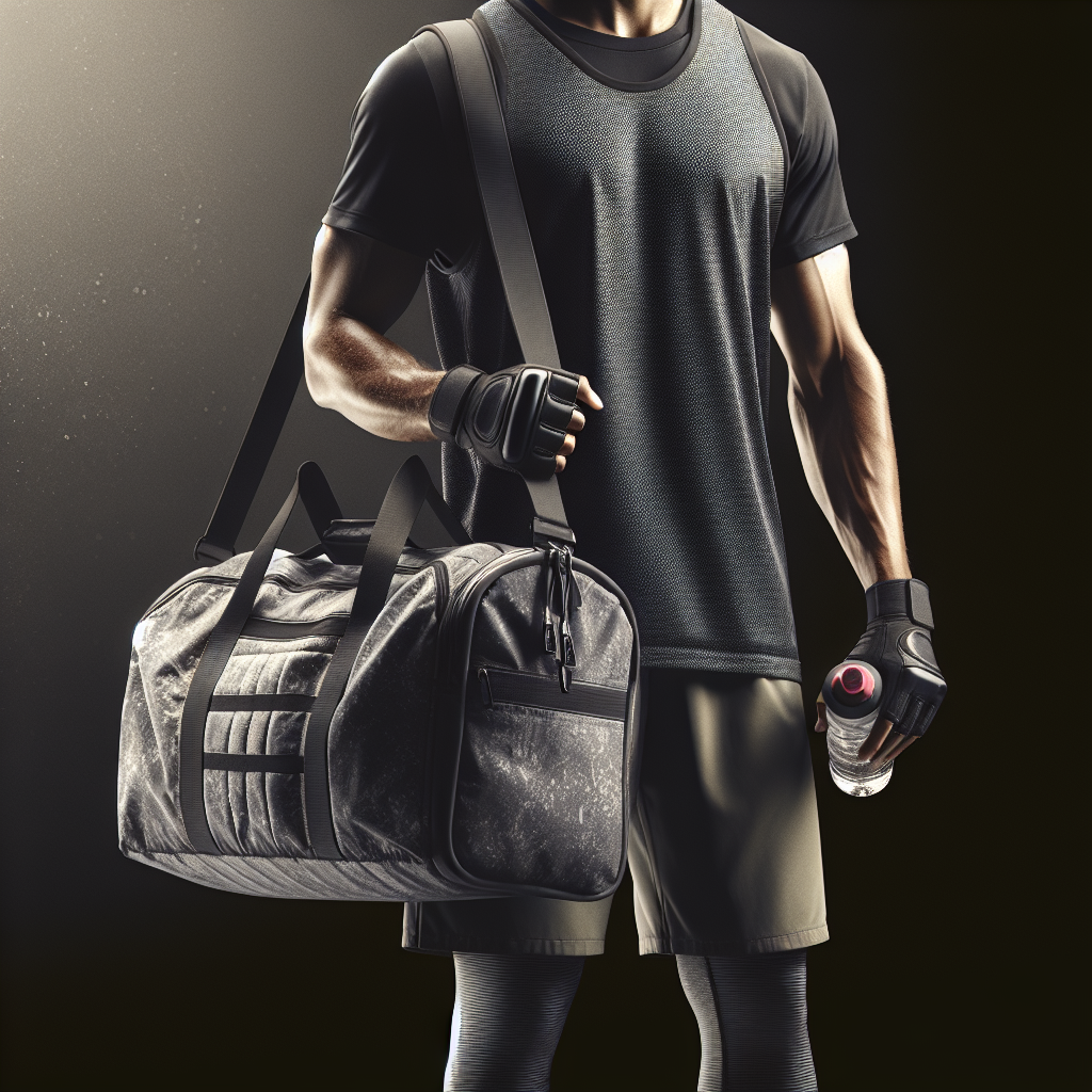 A realistic image of an athlete with a gym bag.