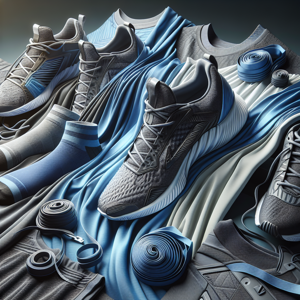 A realistic depiction of various athletic gear based on an image from https://example.com/athletic-gear-introduction.jpg.