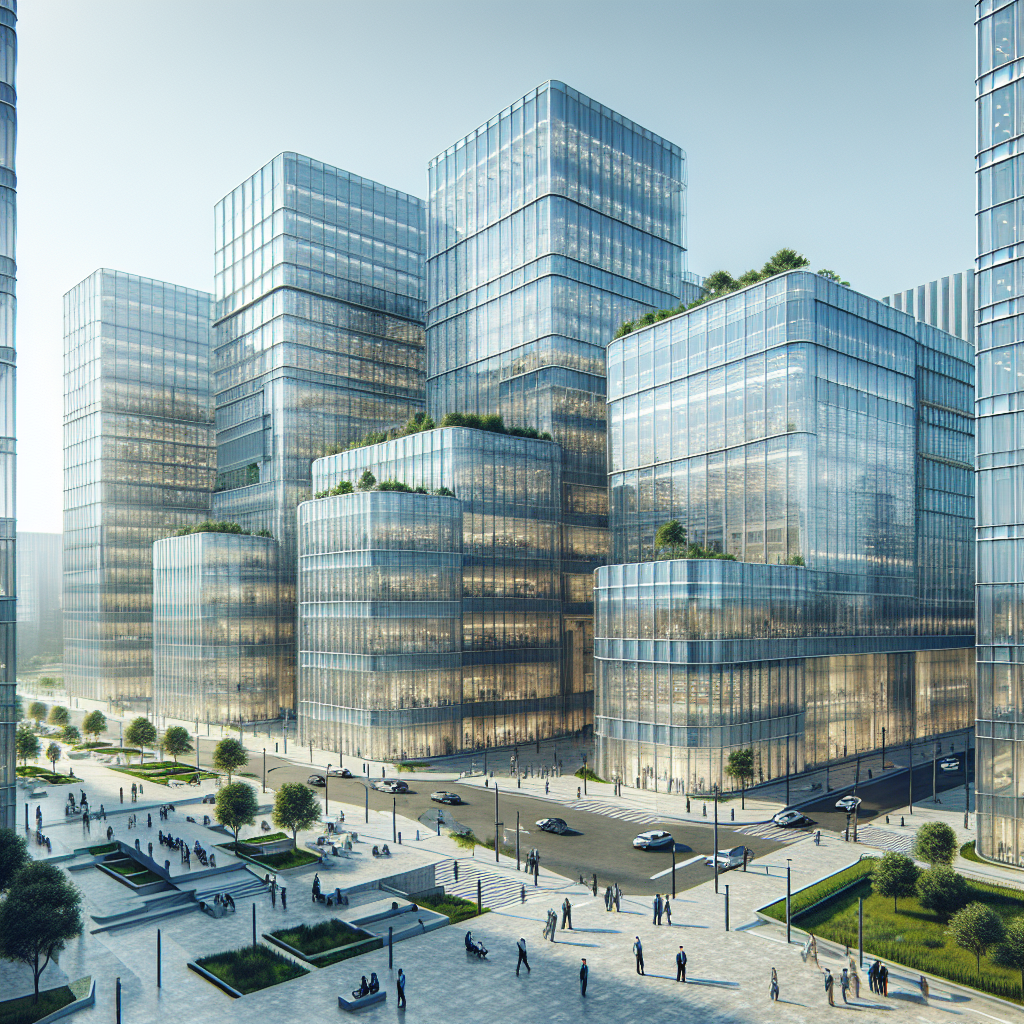 The Biggest Pharmaceutical Sales Companies You Need to Know 1 Modern headquarters of Pfizer, Johnson & Johnson, and Roche in a bustling urban landscape.