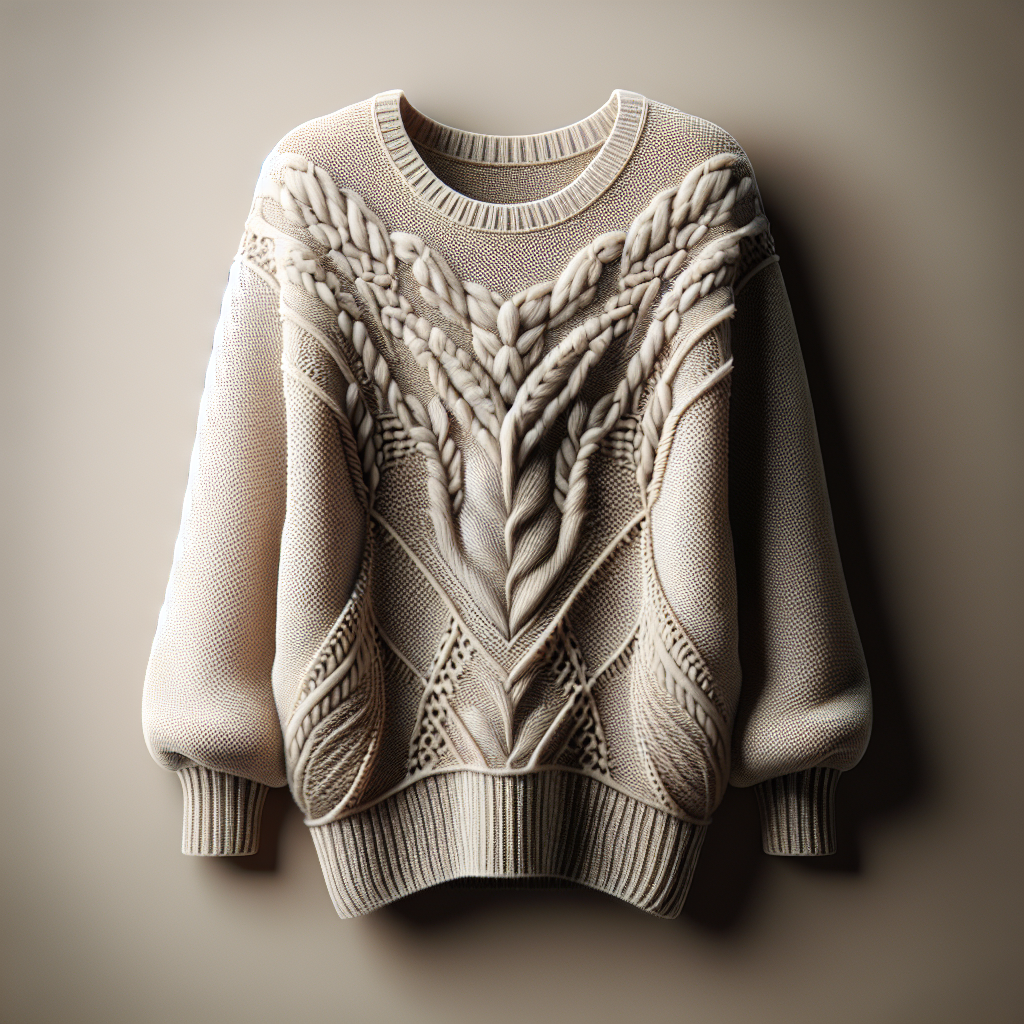 A realistic image of a cozy sweater dress with detailed knitted texture.