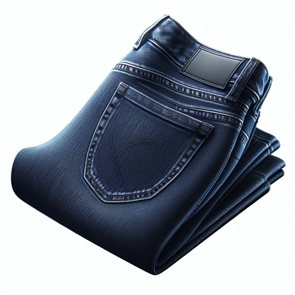 A realistic image of chic elastic waist jeans highlighting the denim texture and unique design.