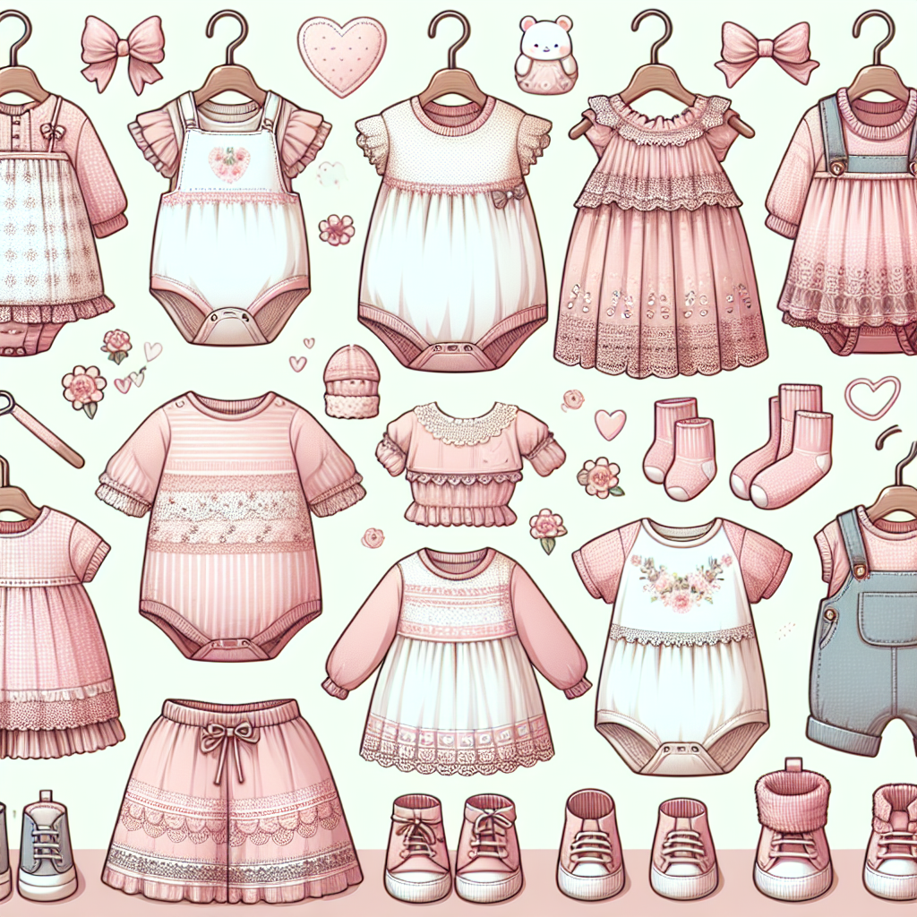 A realistic depiction of adorable newborn baby girl clothes.