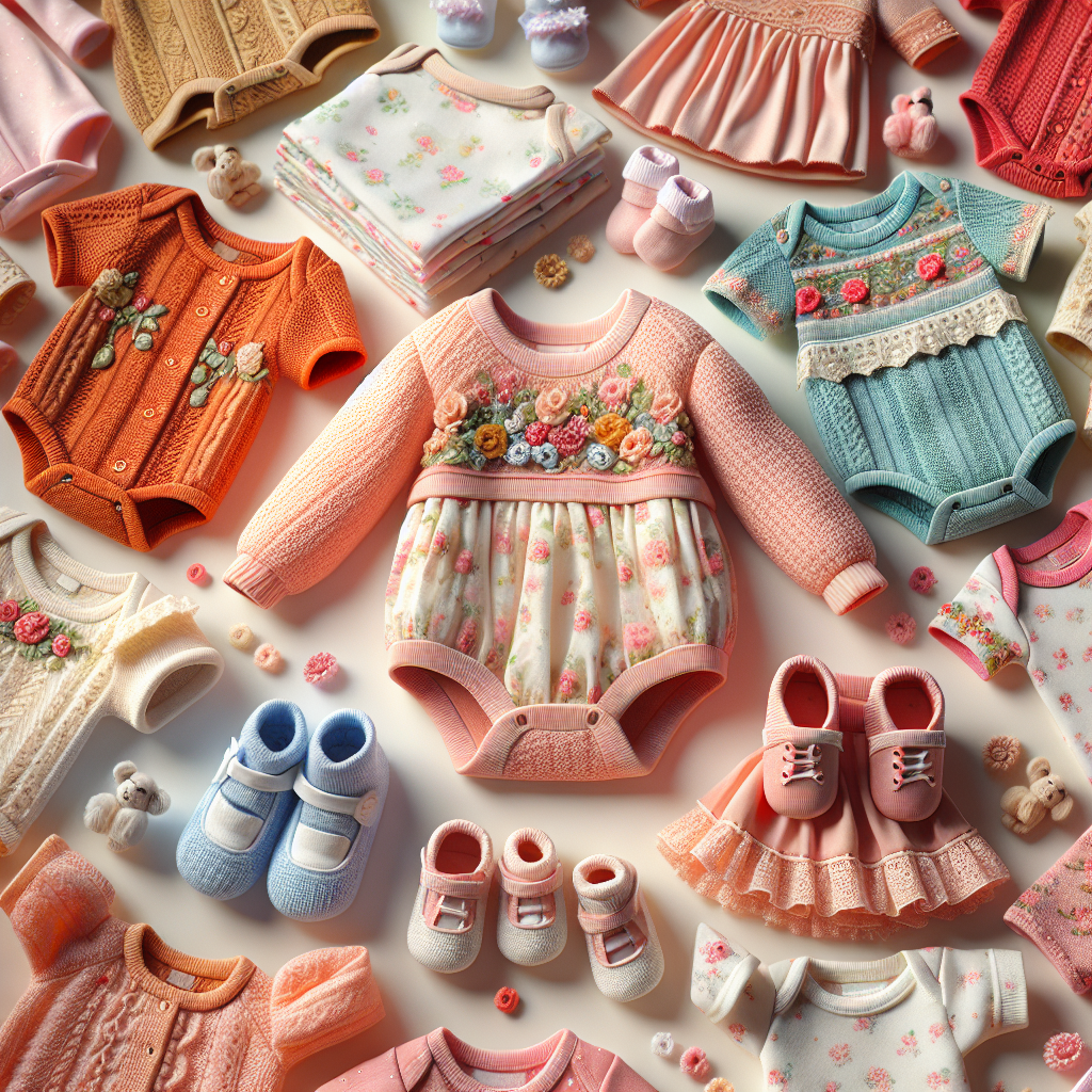 Realistic depiction of cute baby clothes