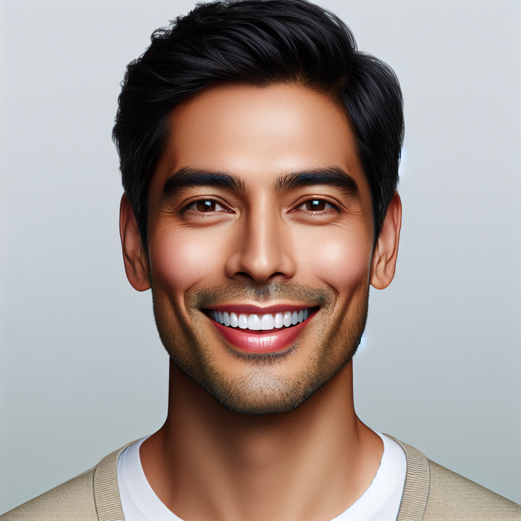 Realistic image of a bright confident smile with visibly whiter teeth.