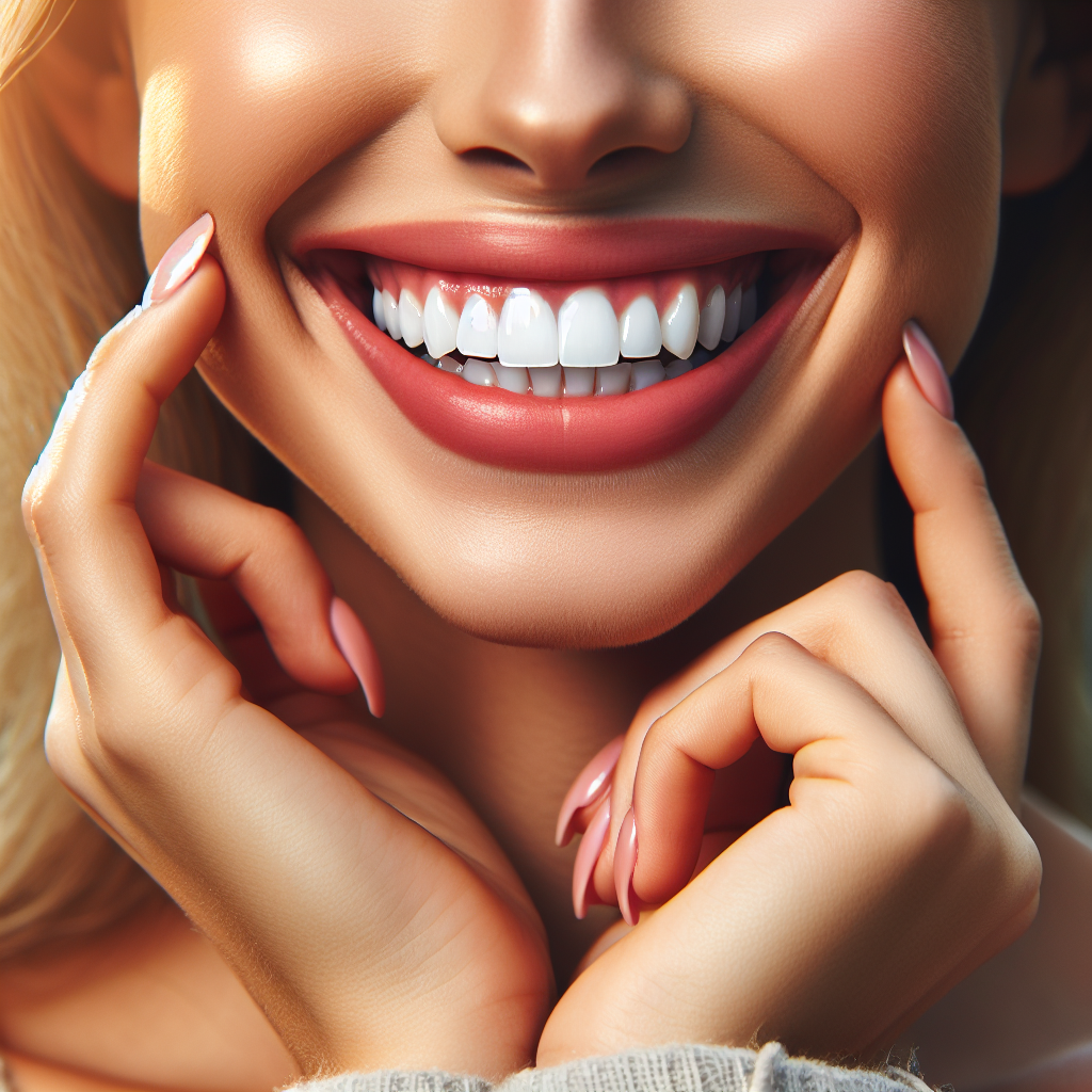 Realistic image of a bright, confident smile with visibly whiter teeth.