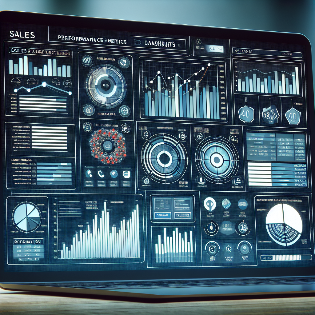 Realistic image of a detailed sales performance metrics dashboard.