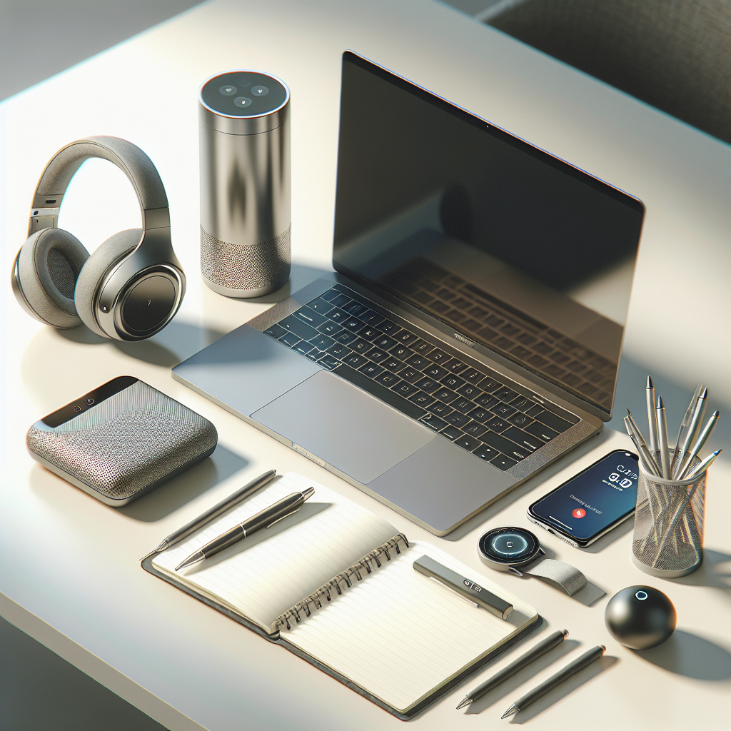 An image representing a range of modern productivity tools on an office desk.