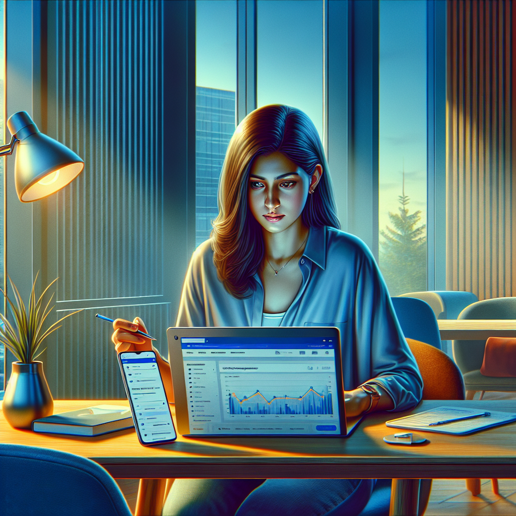 Best Email Marketing Strategies for WordPress Users 1 A person engaged in email marketing on a WordPress dashboard on a laptop, with analytics on a smartphone, in a softly lit modern office.