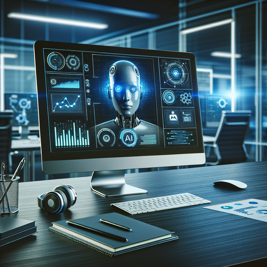 AI marketing automation in a modern office setting.