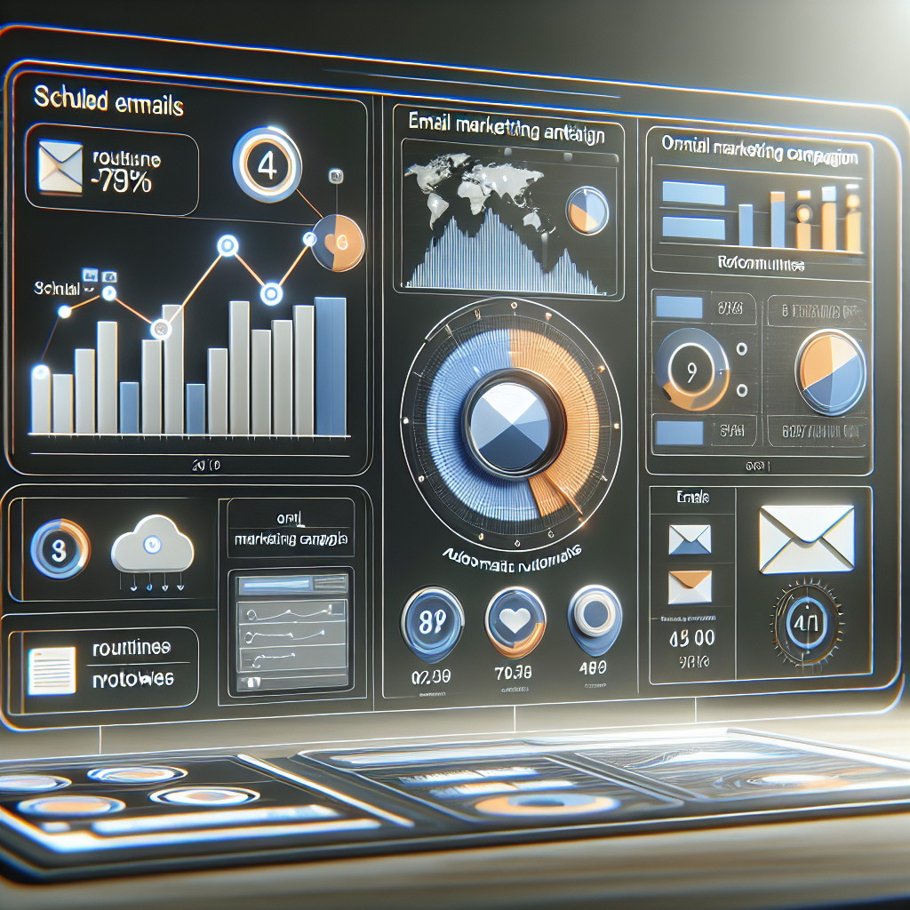 Maximize Your Reach with Email Marketing Automation! 1 A realistic image of an email marketing automation dashboard with charts and statistics.
