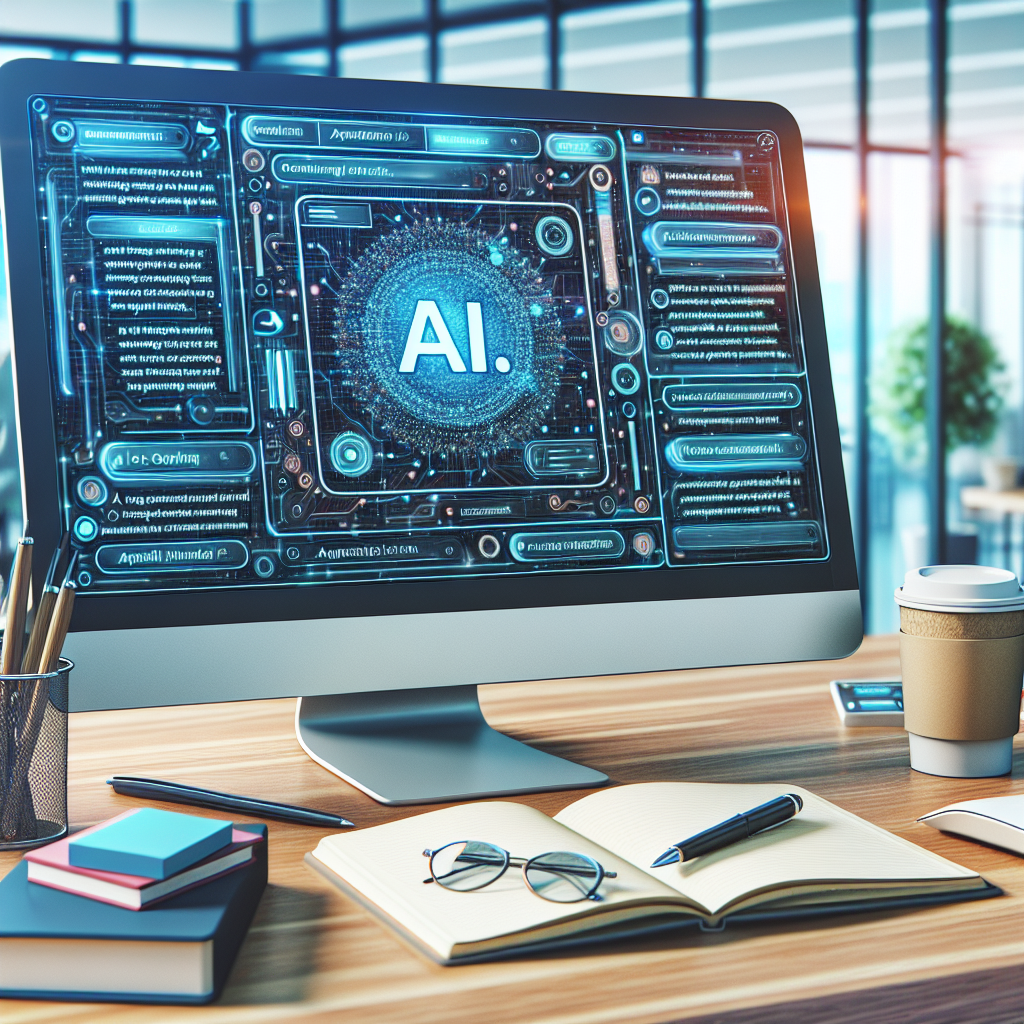 AI-powered copywriting software in a modern office setting.