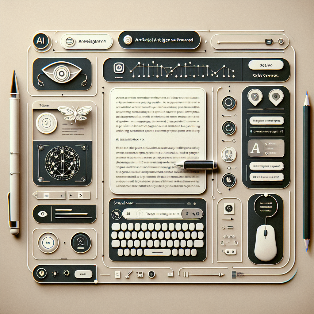 A realistic depiction of an AI-powered copywriting software interface with modern and intuitive design elements.