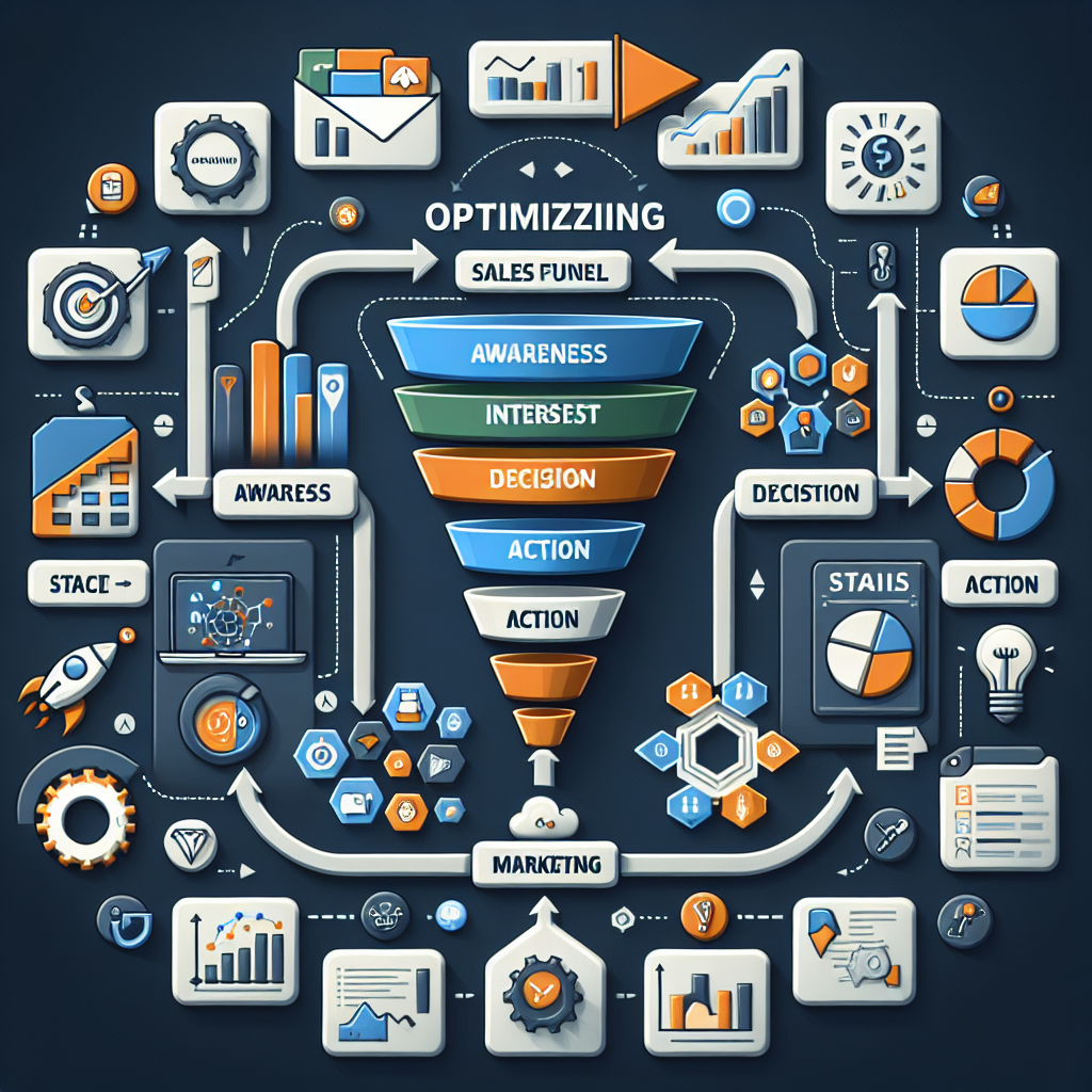 A professional depiction of a sales funnel optimization process diagram.