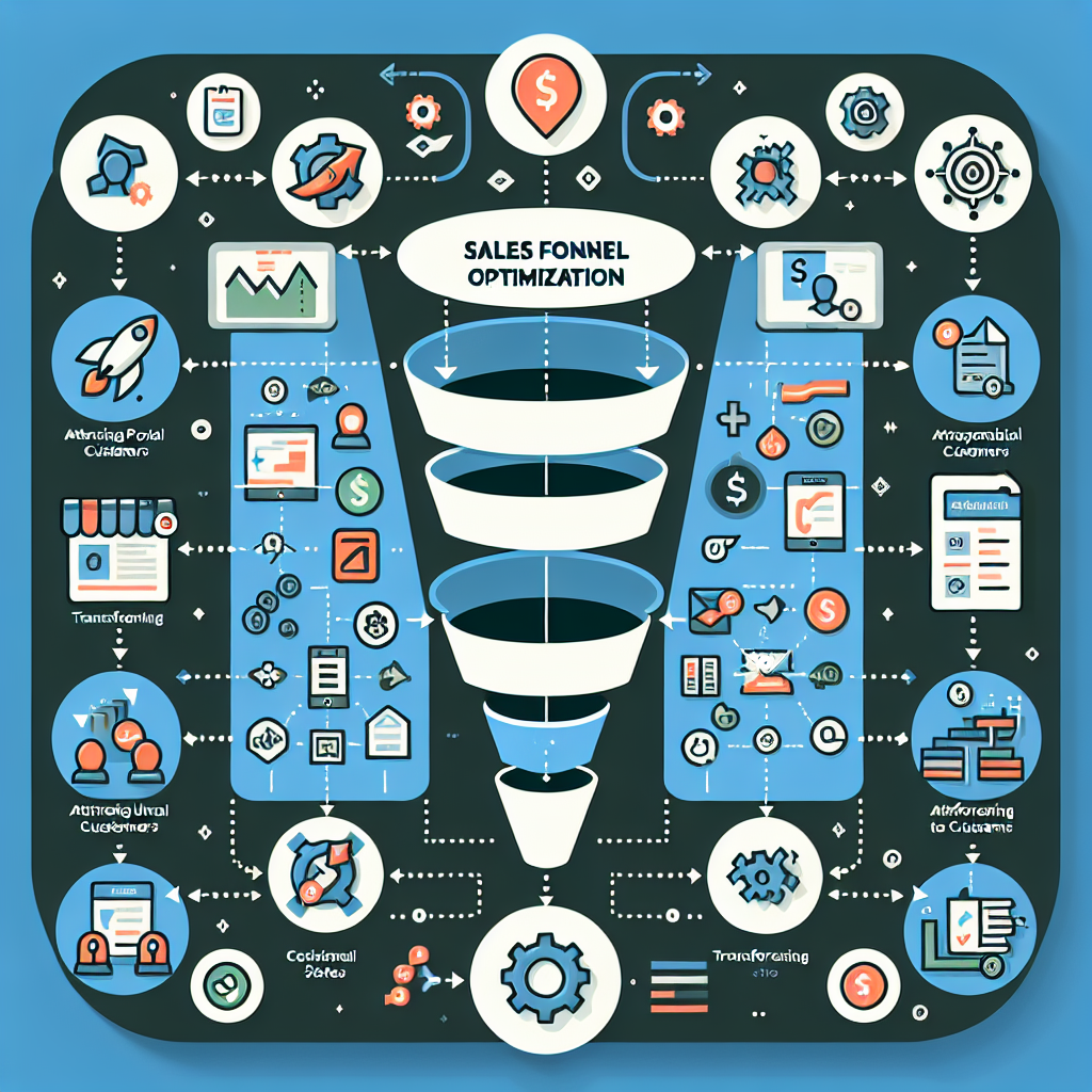 A detailed and realistic depiction of a sales funnel optimization process.