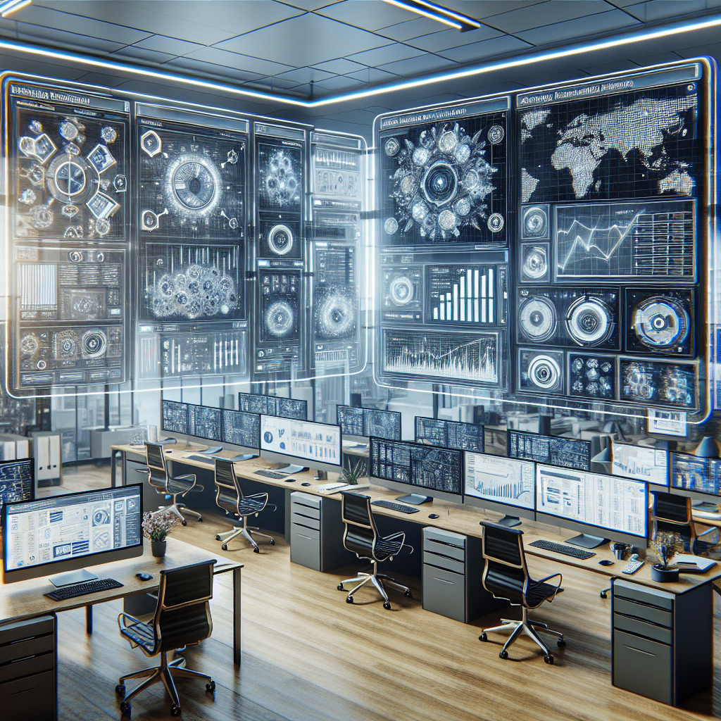 Realistic depiction of a modern marketing automation setup in an office