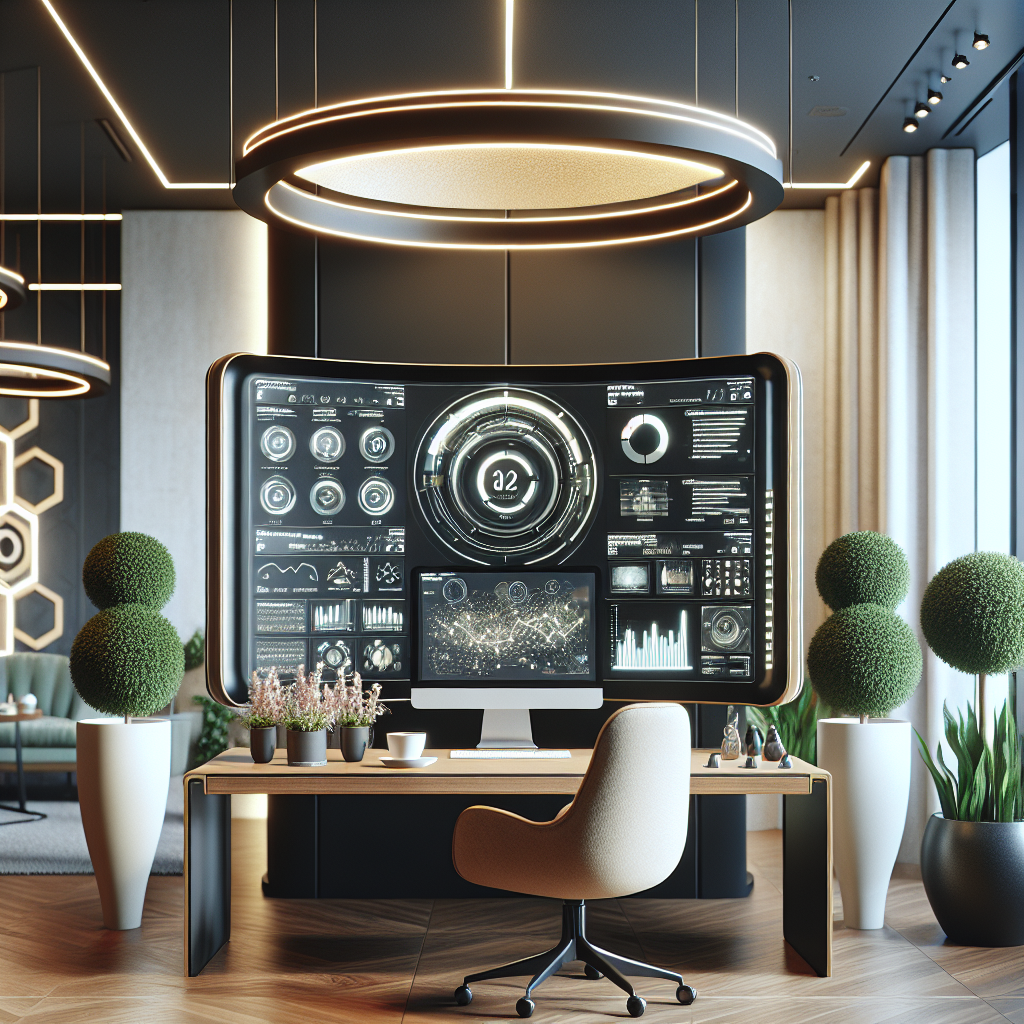 A sophisticated and realistic depiction of a marketing automation workspace.