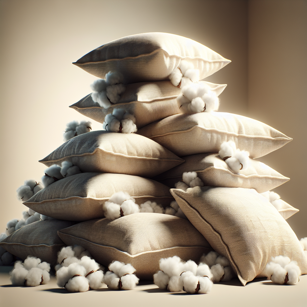 A realistic stack of natural cotton pillows.