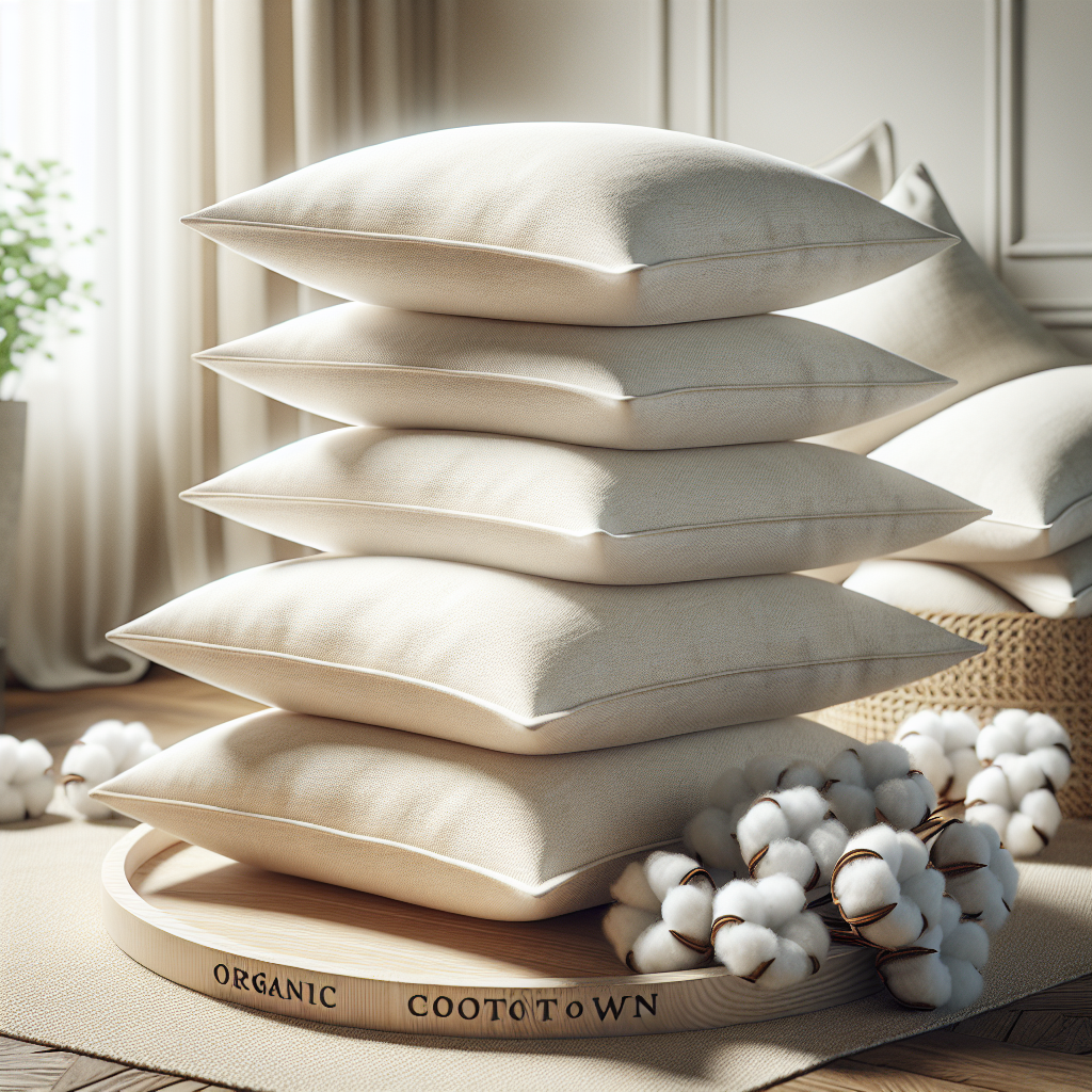 Realistic image of natural cotton pillows for https://OrganicPillowGuy.com.