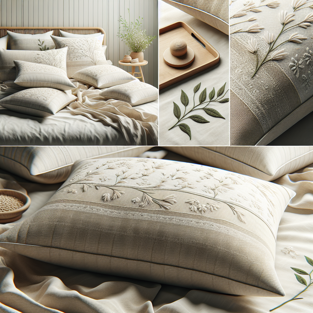 A realistic image of an organic body pillow, showcasing its plushness, stitching details, and organic texture.
