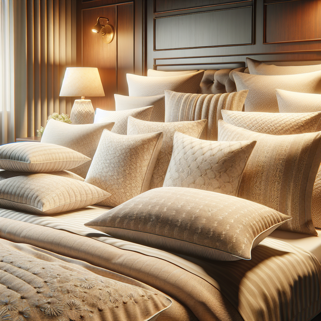 Realistic image of hypoallergenic organic pillows on a bed.