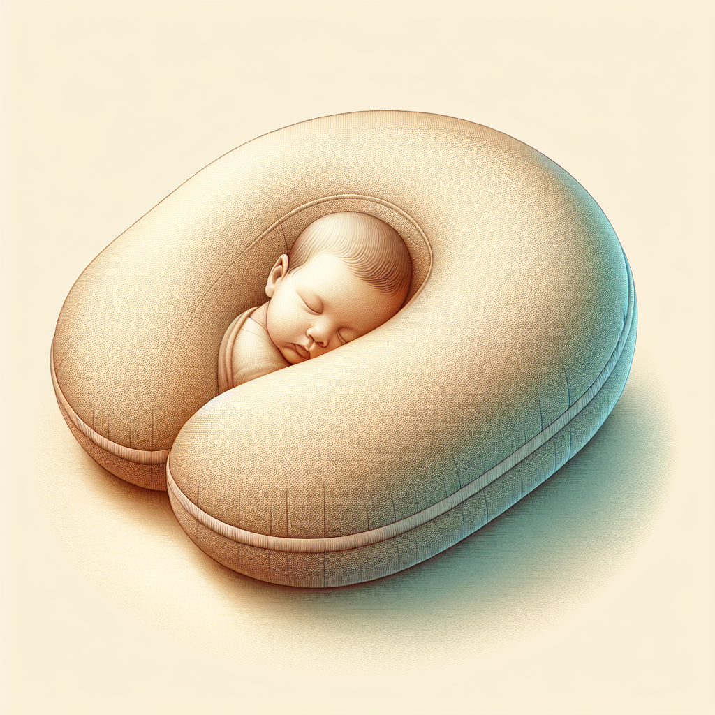 A realistic image of an organic nursing pillow highlighting its soft texture and ergonomic design.